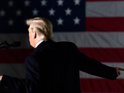 President Donald Trump speaks during an election rally in Murphysboro, Illinois, on October 27, 2018.