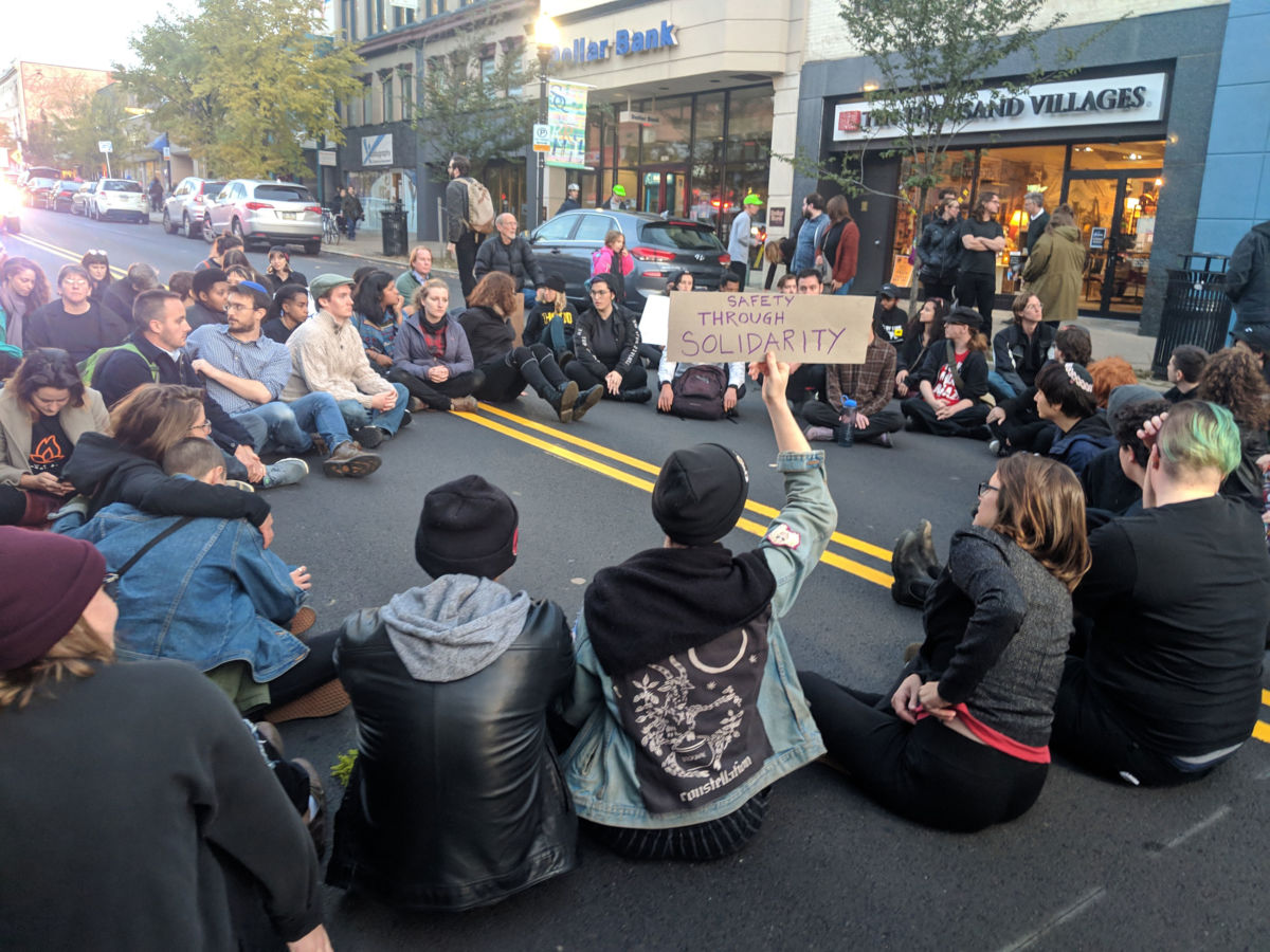 IfNotNow Pittsburgh led a coalition of groups in holding a Jewish ritual of mourning and community healing in the streets on October 30, 2018.