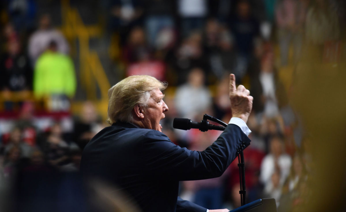 President Donald Trump speaks during a campaign rally at McKenzie Arena, in Chattanooga, Tennessee on November 4, 2018.