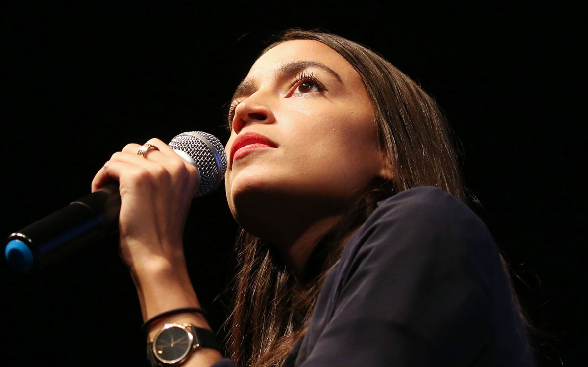 Then-candidate from New York, Alexandria Ocasio-Cortez, speaks at a progressive fundraiser on August 2, 2018, in Los Angeles, California. She was elected to the US Congress with 78 percent of the vote.