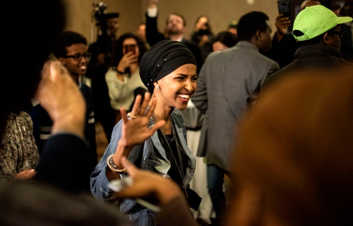 Minnesota Democratic Congressional Candidate Ilhan Omar arrives at an election night results party on November 6, 2018, in Minneapolis, Minnesota. Omar won the race for Minnesota's 5th congressional district seat against Republican candidate Jennifer Zielinski to become one of the first Muslim women elected to Congress.