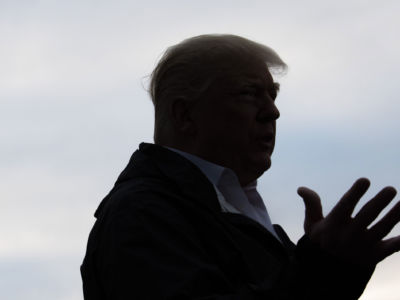 President Trump talks to the press as he leaves the White House in Washington, DC, for California to visit the Camp Fire disaster area on November 17, 2018.