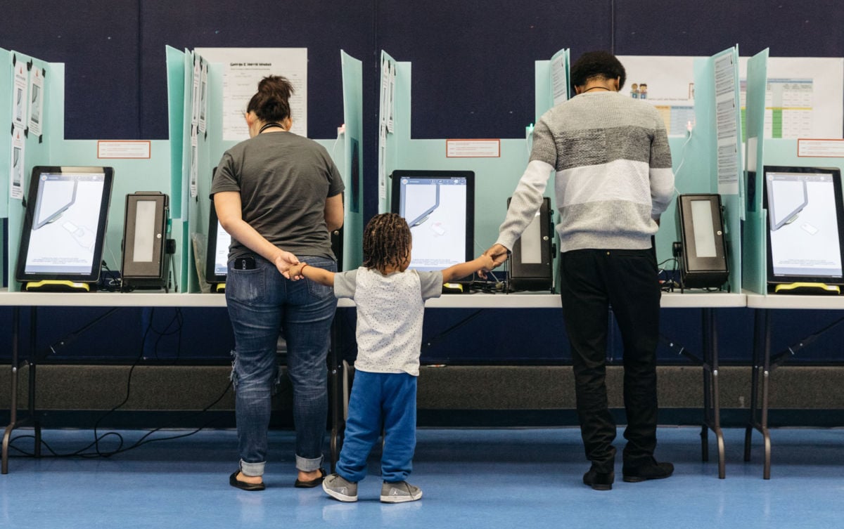 Voters cast their ballots during the midterm elections at George E. Harris Elementary School in Las Vegas, Nevada, on November 6, 2018.