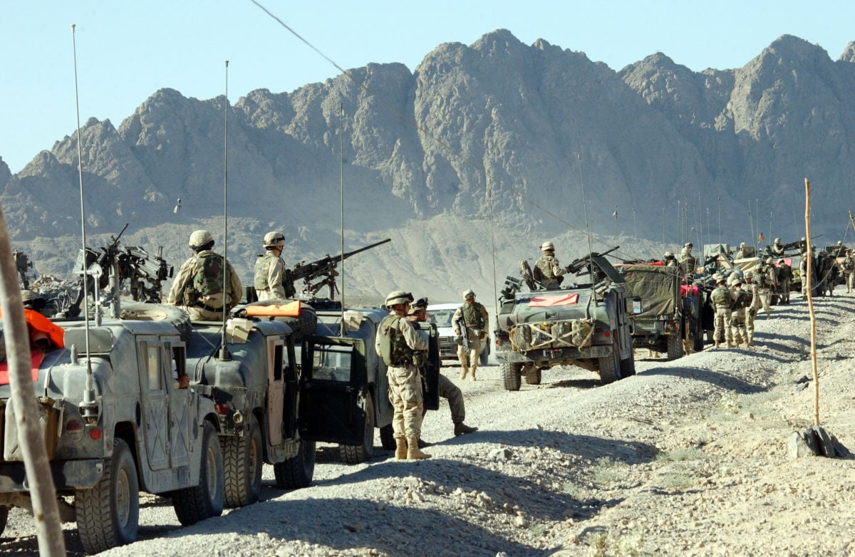 Soldiers with Task Force Devil, 82nd Airborne Division, on a convoy headed to Kakaran, Afghanistan, May 27, 2003. A new study from Brown University's Costs of War Project found that the US's "war on terror" has killed half a million people in Iraq, Afghanistan and Pakistan.
