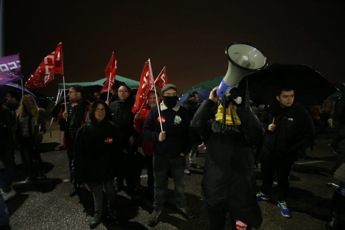 Workers from a Amazon logistics depot in Madrid, Spain walk out on Black Friday 2018