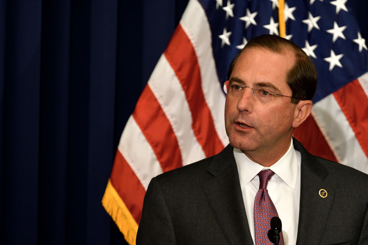 Secretary of the Department of Health and Human Services Alex M. Azar II attends a conference on neonatal abstinence syndrome at Thomas Jefferson University Hospital, in Philadelphia, Pennsylvania, on October 17, 2018.