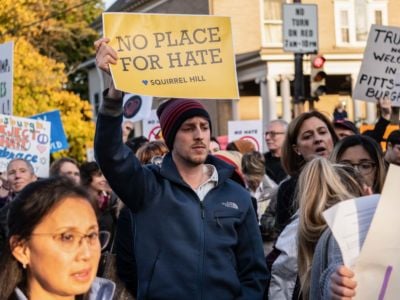 As President Trump arrives to pay his respects to the victims of the Tree of Life synagogue in Pittsburgh, hundreds took to the street marched and protested in solidarity to voice their concerns about Trump's policies and to stand up against hate of all kinds.