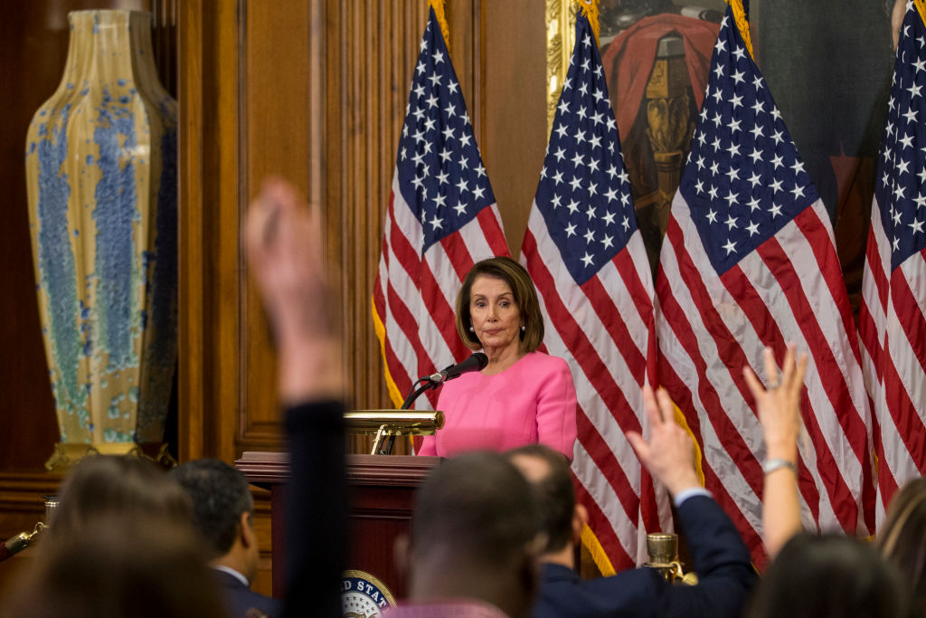 House Minority Leader Nancy Pelosi (D-CA) holds a news conference following the 2018 midterm elections at the Capitol Building on November 7, 2018, in Washington, DC.