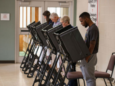 People cast their vote in Charlotte, North Carolina, on November 6, 2018.