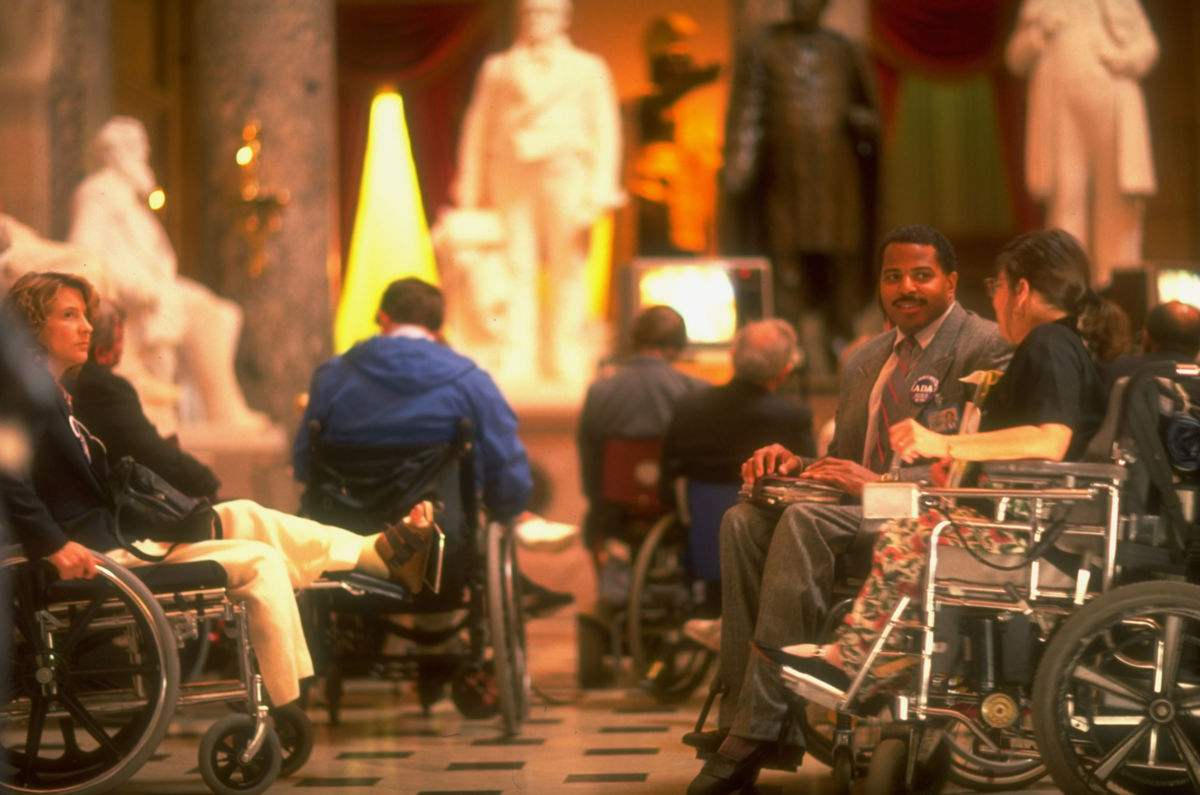 Disabled activists on Capitol Hill lobby Congress to approve the Americans with Disabilities Act, May 17, 1990.