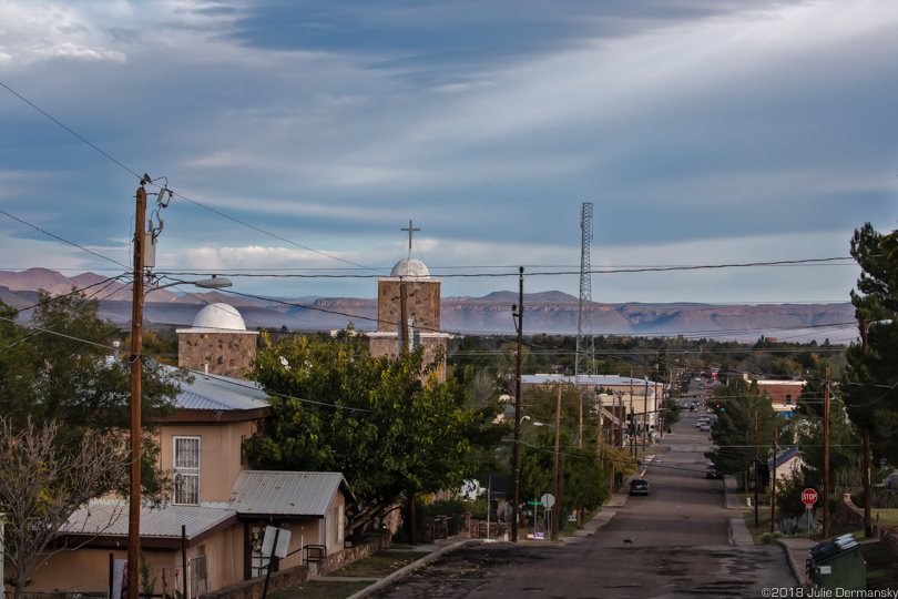 Downtown Alpine, Texas, a town known as the gateway to Big Bend National Park.