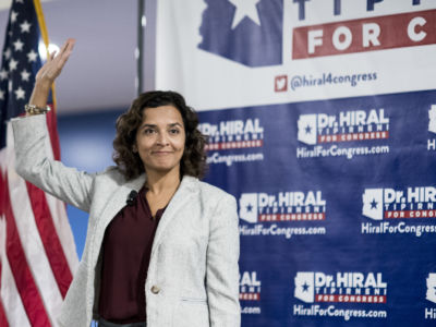 Democratic candidate for Congress Hiral Tipirneni speaks during her town hall meeting with supporters at the Rio Vista Recreation Center in Peoria, Arizona, on Monday, Oct. 22, 2018. Tiperneni lost to Rep. Debbie Lesko, R-Arizona, in a rematch of the special election in April.