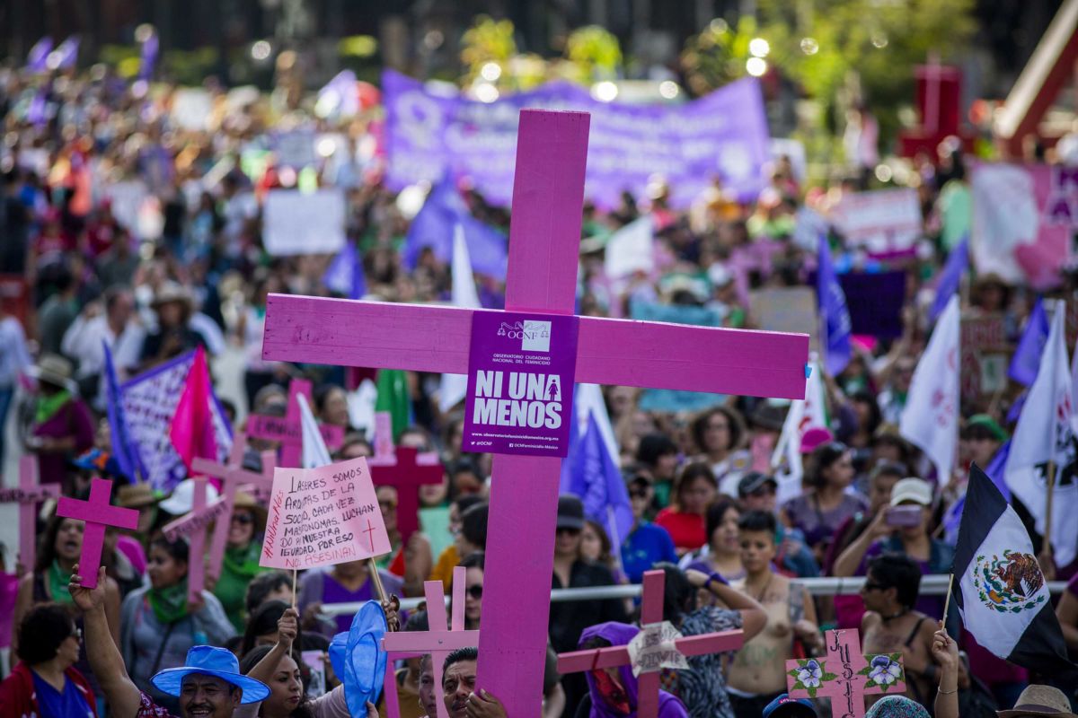 Hundreds of women take to the streets in Mexico City, Mexico, on November 25, 2018, as part of the International Day for the Elimination of Violence Against Women.