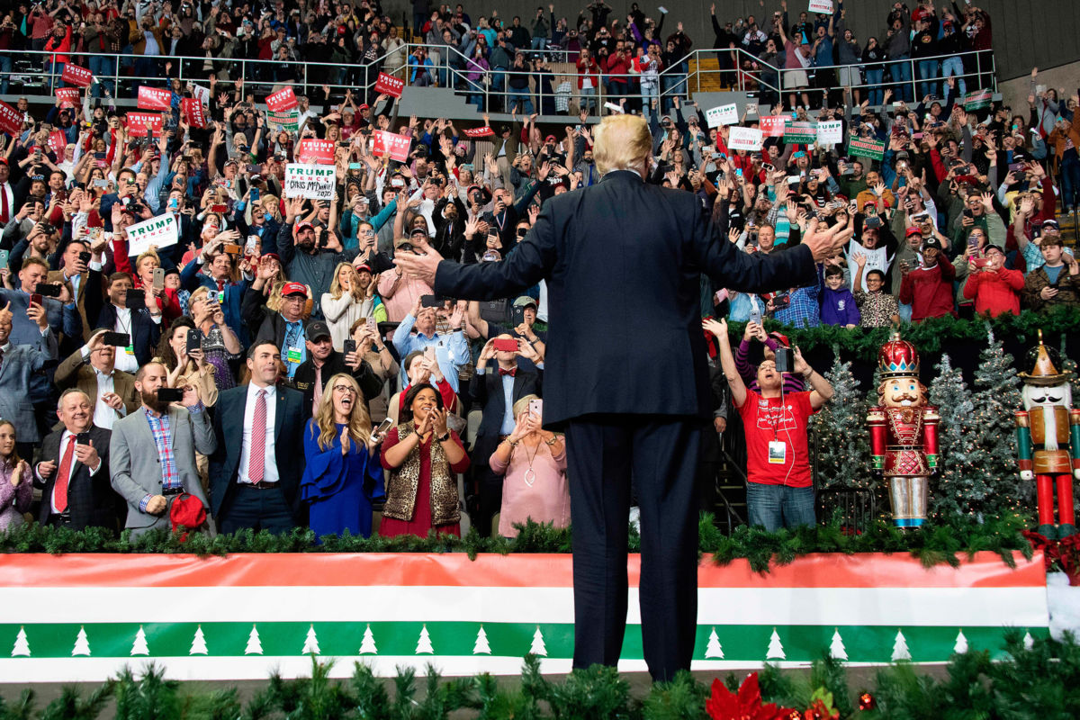 President Trump delivers remarks at a "Make-America-Great-Again" rally in Biloxi, Mississippi, on November 26, 2018.