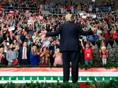 President Trump delivers remarks at a "Make-America-Great-Again" rally in Biloxi, Mississippi, on November 26, 2018.