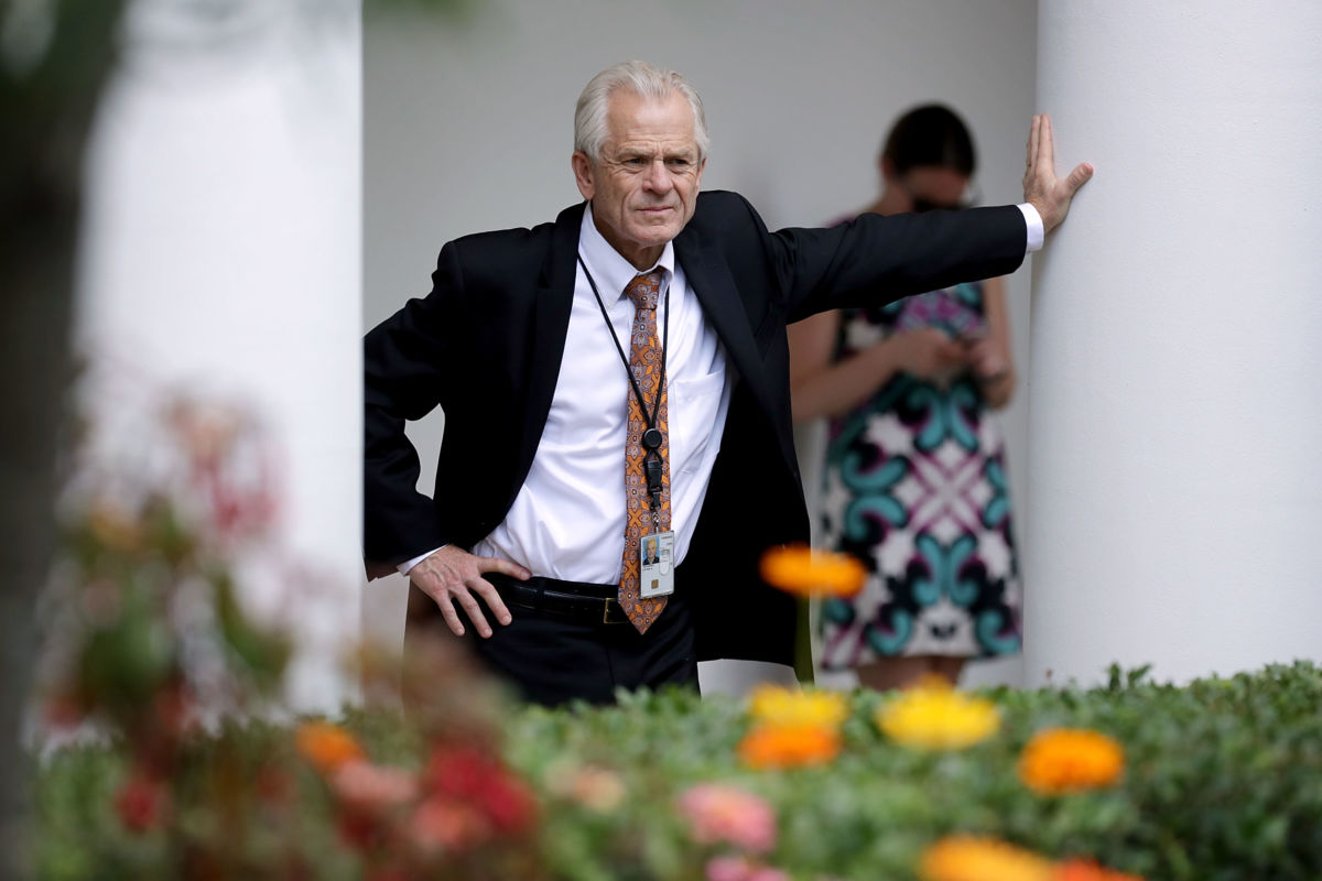 White House National Trade Council Director Peter Navarro stands along the Rose Garden colonnade as he listens to a news conference between President Trump and Japanese Prime Minister Shinzo Abe at the White House on June 7, 2018, in Washington, DC.