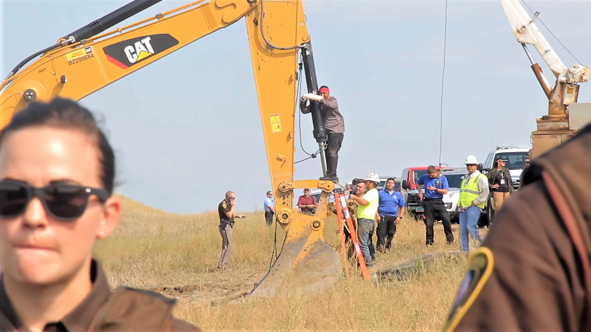 “Happi” American Horse from the Sicangu Nation locked himself to equipment at a Dakota Access pipeline construction site on August 31, 2016. 