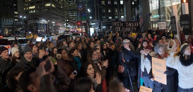 Around 400 New Yorkers demand an end to police exchange programs between US and Israeli law enforcement facilitated by the Anti-Defamation League.