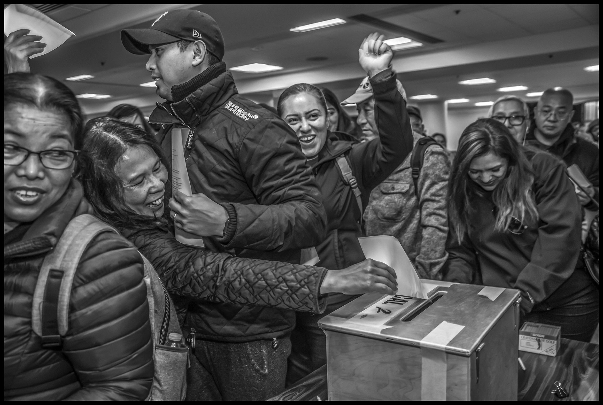 Happy over the gains in the contract ending the strike, strikers turn their vote on the agreement into a kind of celebration.