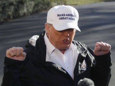 President Trump speaks to the media before departing on Marine One from the White House on January 10, 2019, in Washington, DC. Under US law, Trump cannot declare a national emergency in order to circumvent the Constitution.