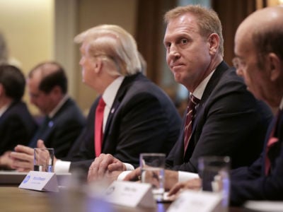 Acting Defense Secretary Patrick Shanahan attends a cabinet meeting at the White House, January 2, 2019, in Washington, DC.