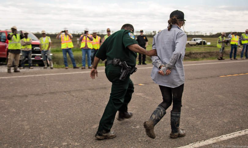 On February 26, Anne White Hat, Rosebud Lakota Nation, was among those arrested after protesting at a Bayou Bridge pipeline construction site.