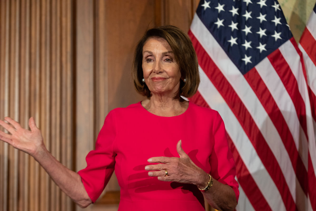 House Speaker Nancy Pelosi (D-CA) participates in a ceremonial swearing-in ceremony on Capitol Hill in Washington, DC, on Thursday, January 3, 2019.