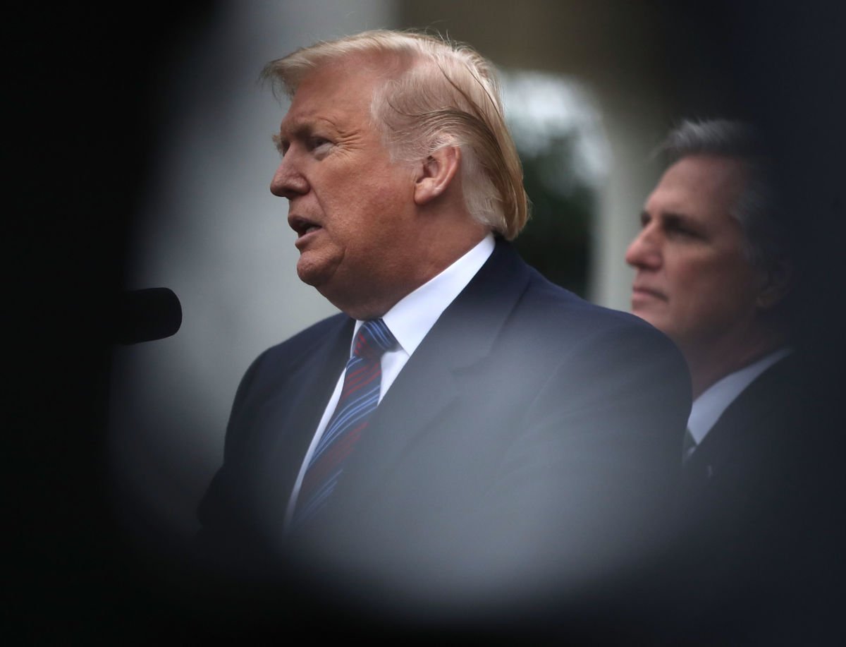 President Trump speaks to the media after a meeting with congressional leaders about ending the partial government shutdown, in the Rose Garden at the White House on January 4, 2019, in Washington, DC.