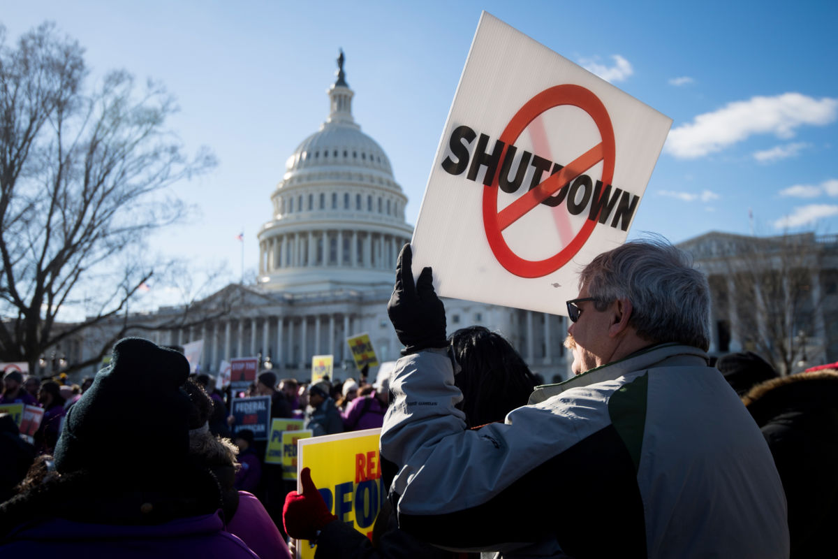 The National Air Traffic Controllers Association rallied for an end to the government shutdown in front of the Capitol on Thursday, January 10, 2019, in Washington, DC.