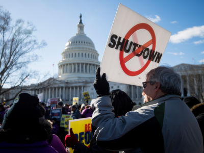 The National Air Traffic Controllers Association rallied for an end to the government shutdown in front of the Capitol on Thursday, January 10, 2019, in Washington, DC.