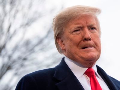 President Trump speaks to the media as he departs the White House in Washington, DC, on January 14, 2019.