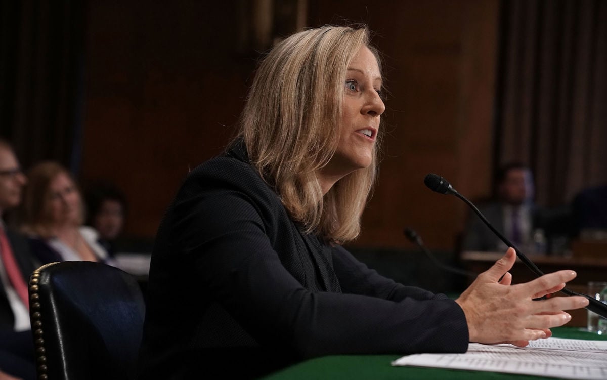 Consumer Financial Protection Bureau Director Kathy Kraninger testifies during a confirmation hearing before the Senate Committee on Banking, Housing, and Urban Affairs, July 19, 2018, on Capitol Hill in Washington, DC.