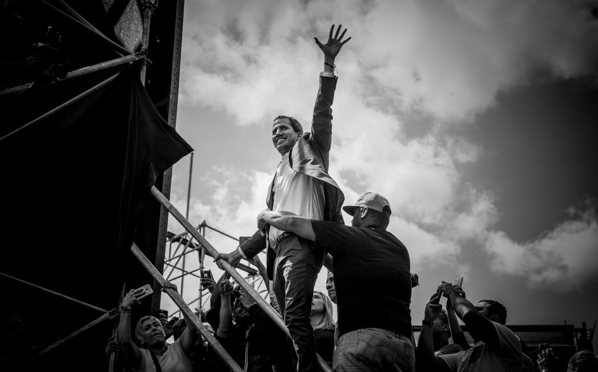 Juan Guaidó engages supporters in Caracas, Venezuela, on February 2, 2019.