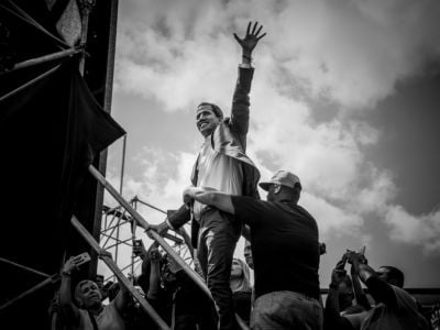 Juan Guaidó engages supporters in Caracas, Venezuela, on February 2, 2019.