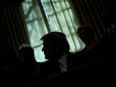 President Trump pauses while speaking during an executive order signing in the Oval Office of the White House on January 31, 2019, in Washington, D.C. Trump may still declare a national emergency — or plunder disaster funds to get his wall.