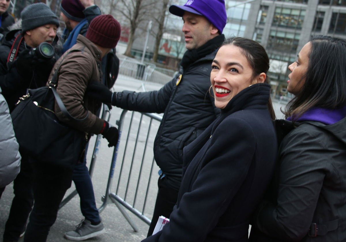 Alexandria Ocasio-Cortez attends the Women's March on January 19, 2019, in New York City.