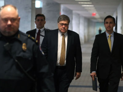 Attorney General nominee William Barr arrives on Capitol Hill on January 29, 2019, in Washington, DC.