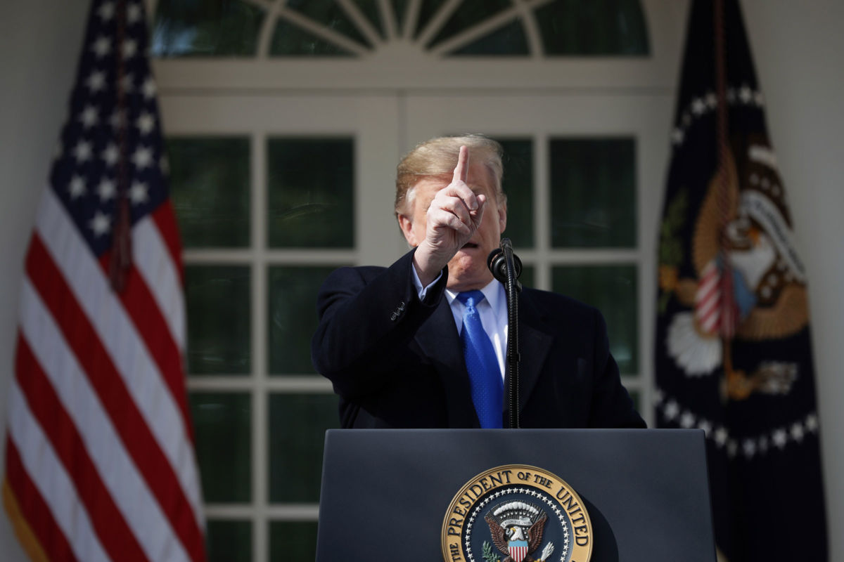 President Donald Trump speaks on border security during a Rose Garden event at the White House February 15, 2019, in Washington, D.C.