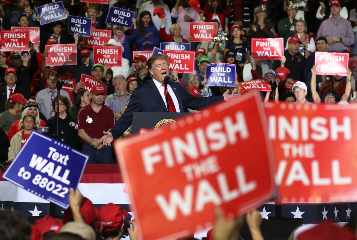 President Donald Trump speaks during a rally at the El Paso County Coliseum on February 11, 2019, in El Paso, Texas.