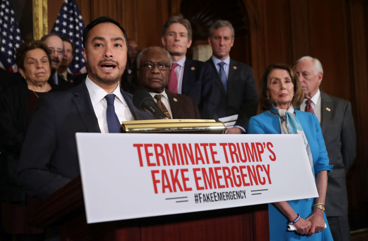 Rep. Joaquin Castro (D-Texas) speaks during a news conference about the resolution he has sponsored to terminate President Trump's emergency declaration, February 25, 2019, in Washington, D.C.