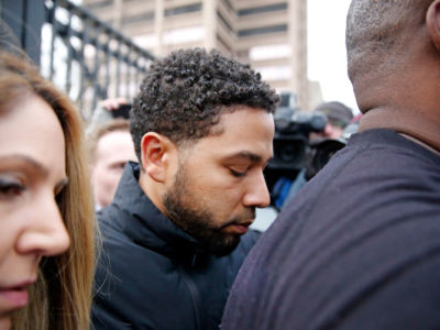 Empire actor Jussie Smollett leaves Cook County jail after posting bond on February 21, 2019, in Chicago, Illinois. Too much focus on Jussie Smollet distracts from the fact that violence against LGBTQ people of color is rising.