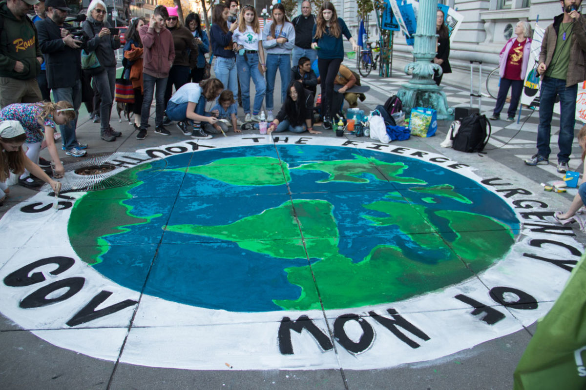 Activists rally outside the Ninth Circuit Court of Appeals on October 29, 2018, in support of the 21 youth plaintiffs in the constitutional climate lawsuit Juliana v. United States.