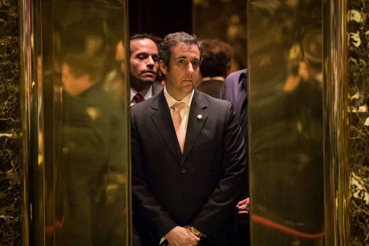 Michael Cohen in an elevator at Trump Tower