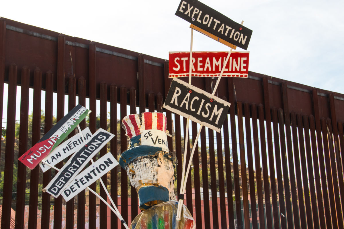 Border Wall seen from Nogales, Arizona during an action organized by Organized by School of the Americas Watch (SOA Watch) in November 2017.