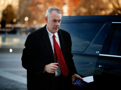 U.S. Secretary of the Interior Ryan Zinke arrives at the U.S. Capitol prior to the service for former President George H.W. Bush on December 3, 2018, in Washington, D.C.