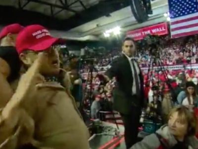 A Trump supporter was restrained after violently attacking a BBC cameraman at President Trump's rally in El Paso, Texas, on Monday night.