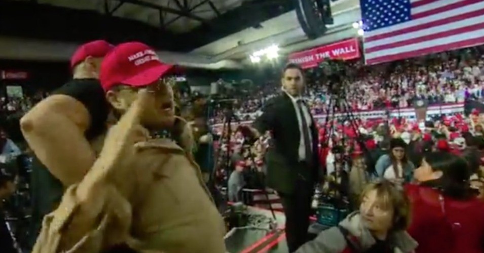 A Trump supporter was restrained after violently attacking a BBC cameraman at President Trump's rally in El Paso, Texas, on Monday night.
