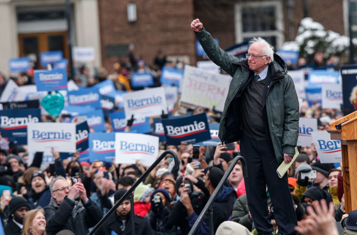 Democratic Presidential candidate Sen. Bernie Sanders (I-Vermont) holds his first presidential campaign rally at Brooklyn College on March 2, 2019, in Brooklyn, New York.