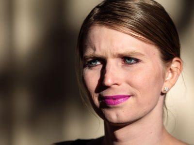 Whistleblower and former U.S soldier Chelsea Manning poses during a photo call outside the Institute of Contemporary Arts on October 1, 2018, in London, England.