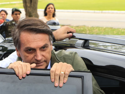 Brazilian President Jair Bolsonaro enters a car in Rio de Janeiro, Brazil